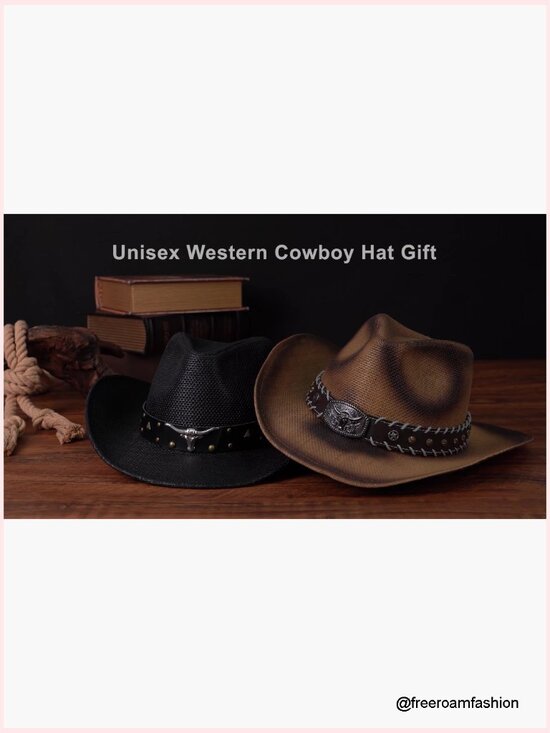 Straw Cowboy Hat Wide Brim Classic Western Sun Hat for Men Women Outdoor main image 7